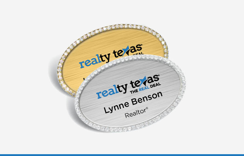 Realty Texas Real Estate Bling Oval Name Badge | BestPrintBuy.com