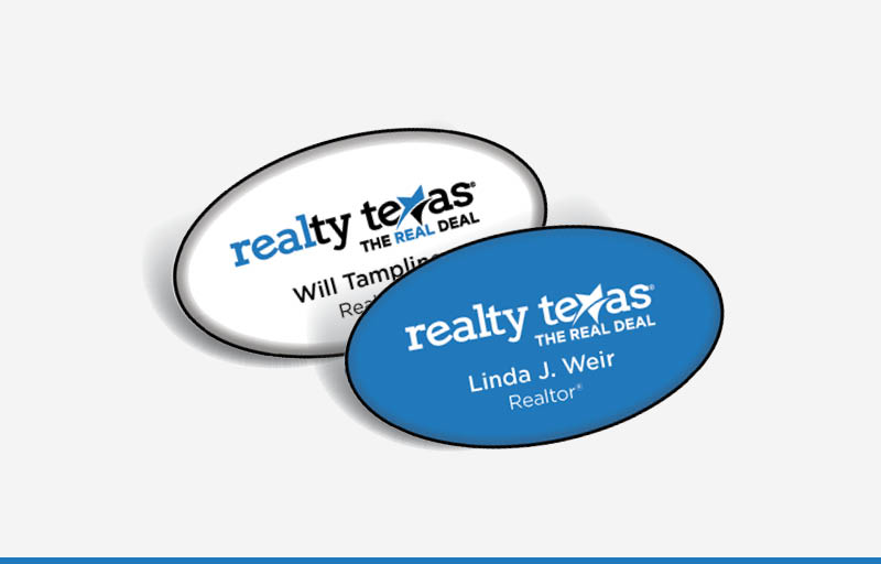 Realty Texas Real Estate Domed Oval Name Badge | BestPrintBuy.com