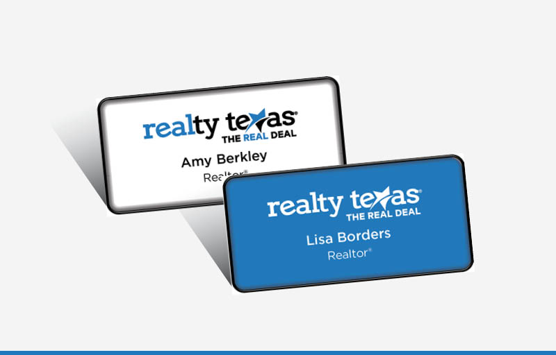 Realty Texas Real Estate Domed Rectangle Name Badge | BestPrintBuy.com