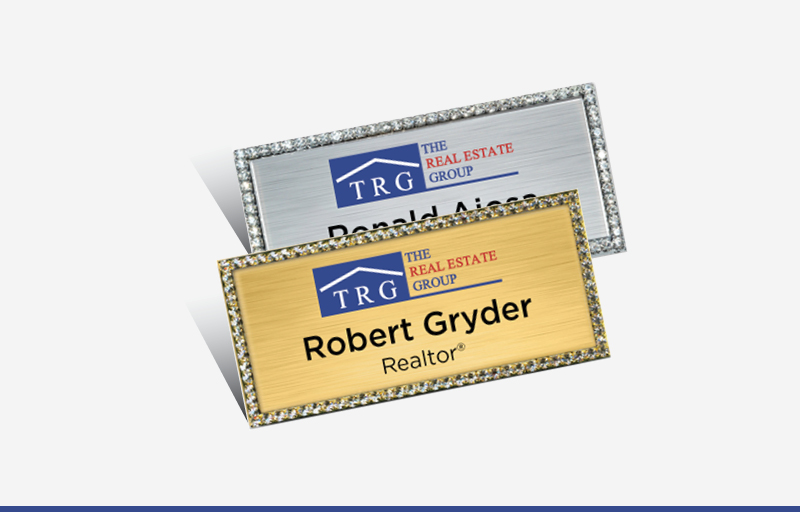 The Real Estate Group Real Estate Bling Rectangle Name Badge | BestPrintBuy.com
