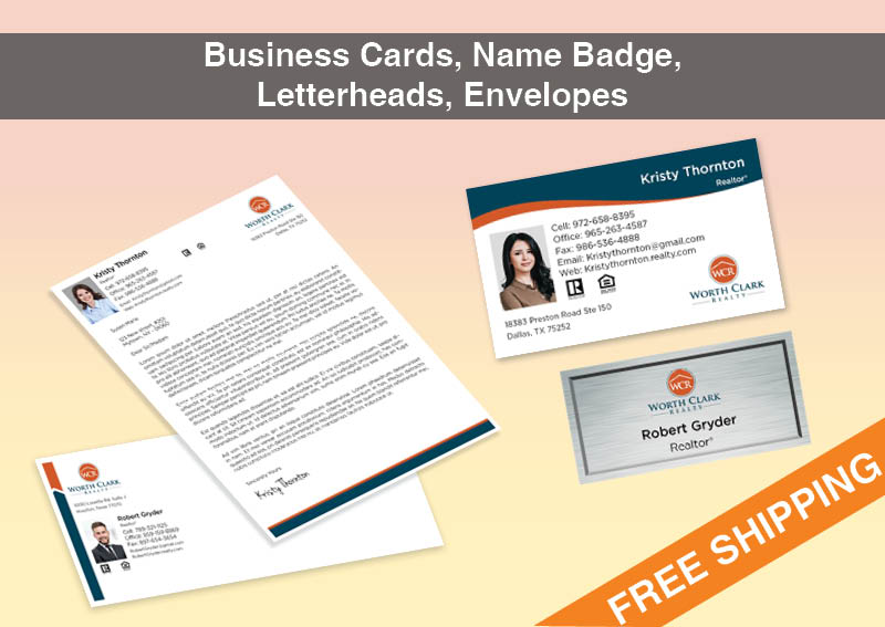 Worth Clark Realty Real Estate Bronze Agent Package - Worth Clark Realty approved vendor personalized business cards, letterhead, envelopes and note cards | BestPrintBuy.com