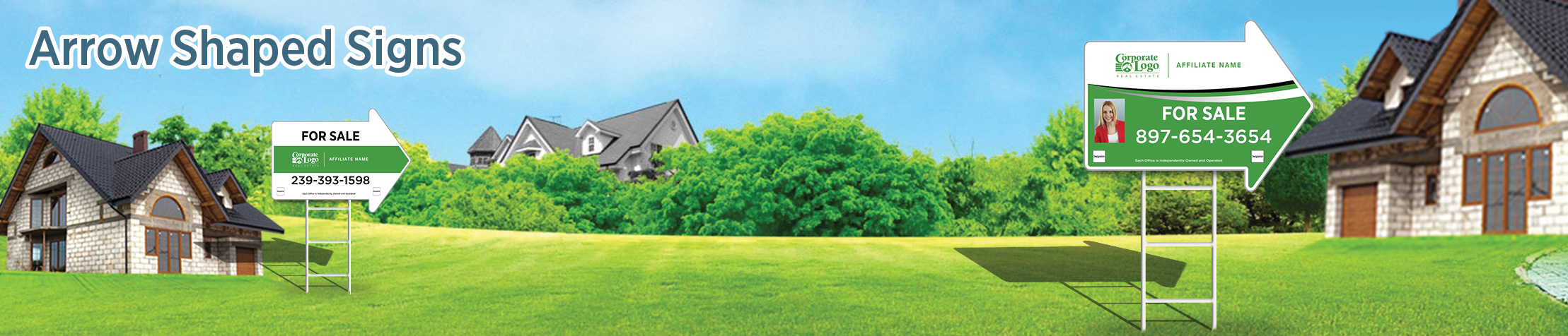 Better Homes And Gardens Real Estate Arrow Shaped Signs - BHG approved vendor directional real estate signs | BestPrintBuy.com