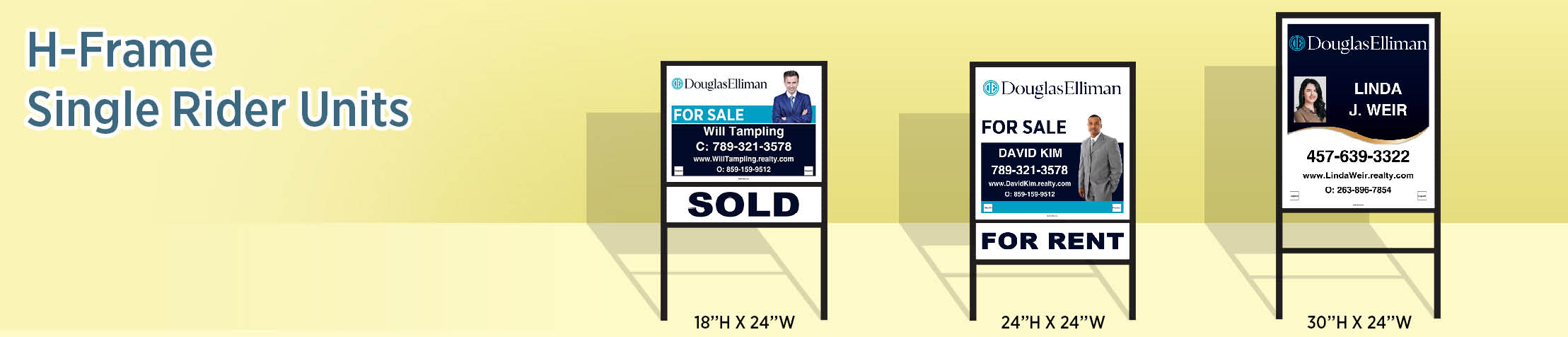 Douglas Elliman Real Estate H-Frame Single Rider Units - DE real estate signs | BestPrintBuy.com