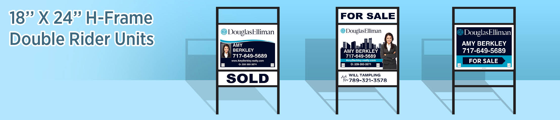 Douglas Elliman Real Estate H-Frame Double Rider Units - DE real estate signs | BestPrintBuy.com