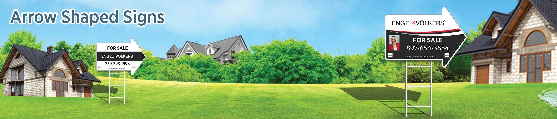 Engel Volkers Real Estate Arrow Shaped Signs - EVR directional real estate signs | BestPrintBuy.com