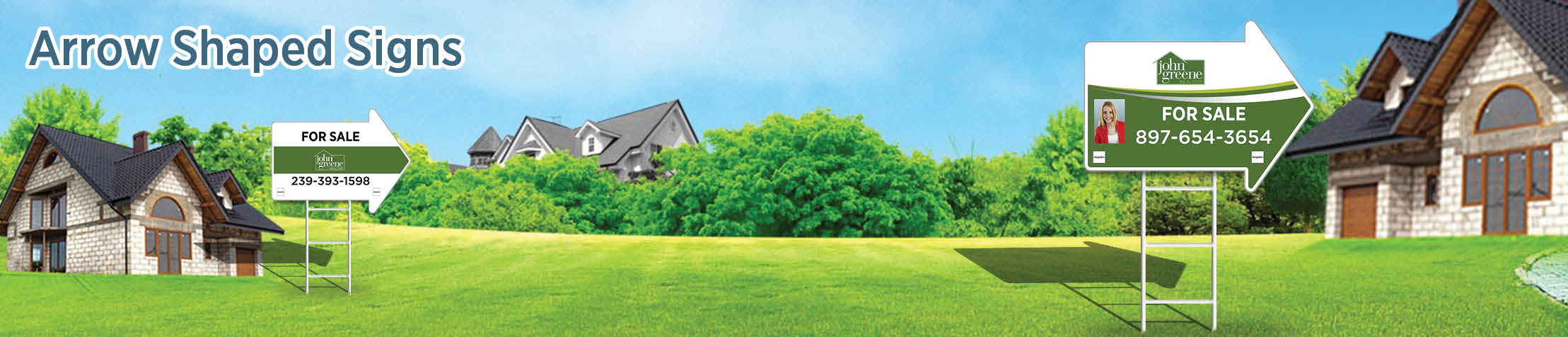 John Greene Realtor Real Estate Arrow Shaped Signs - JGR directional real estate signs | BestPrintBuy.com