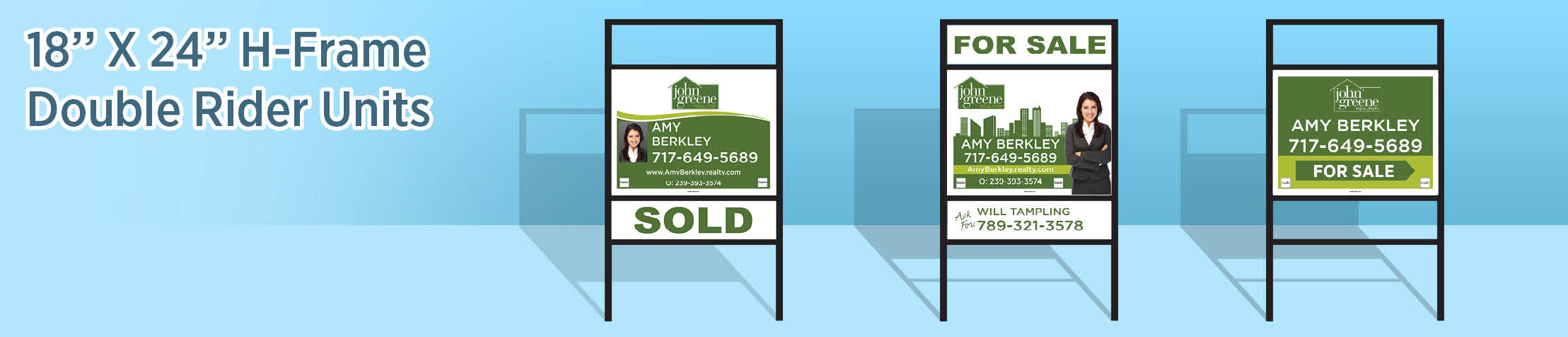 John Greene Realtor Real Estate H-Frame Double Rider Units - JGR real estate signs | BestPrintBuy.com