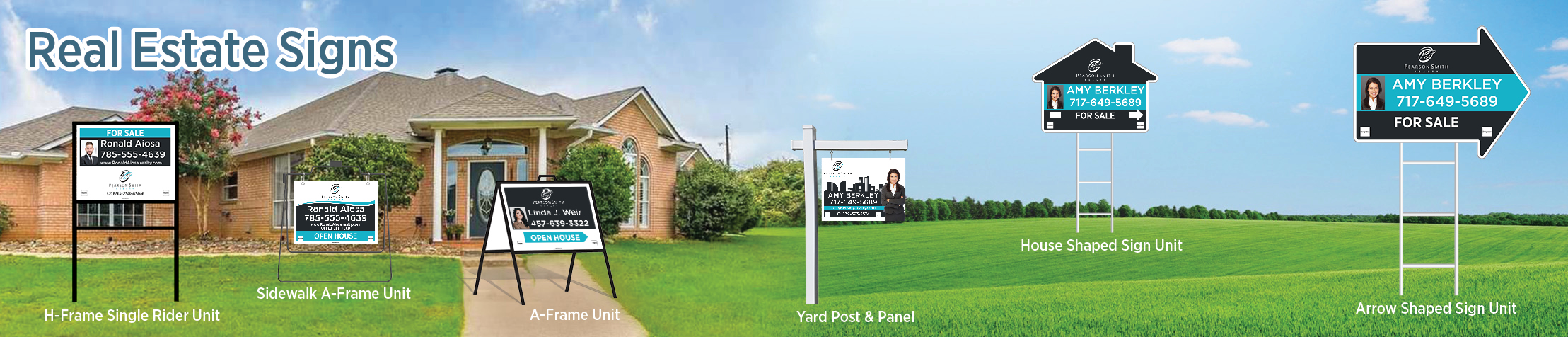 Pearson Smith Realty Real Estate Signs - PSR real estate signs - H-Frame Units, Directional Signs, A-Frame Units, Yard Post and Panel | BestPrintBuy.com