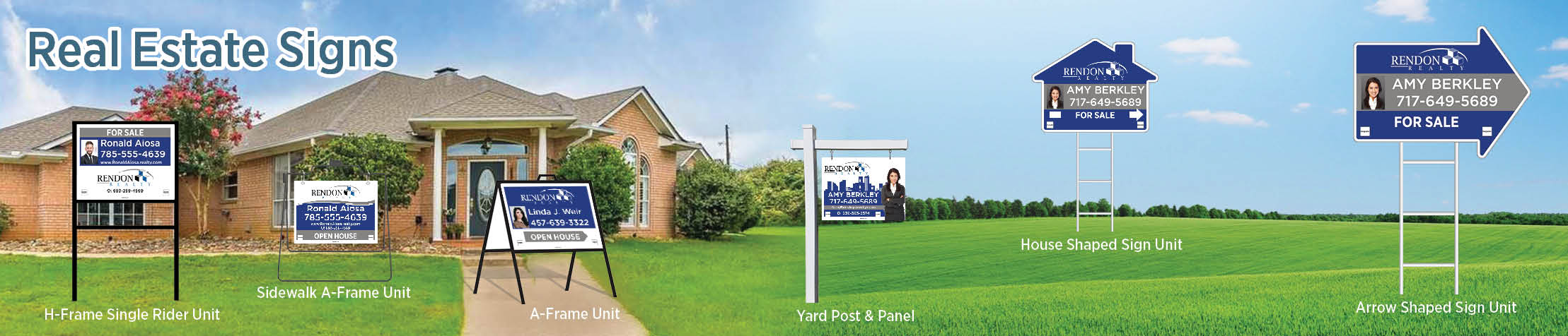 Rendon Realty Real Estate Signs - RNR real estate signs - H-Frame Units, Directional Signs, A-Frame Units, Yard Post and Panel | BestPrintBuy.com