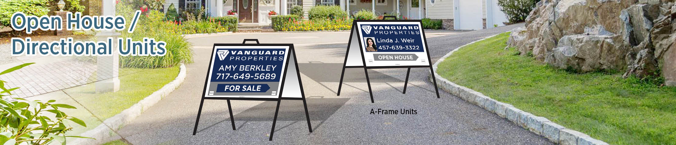 Vanguard Properties Real Estate Open House/Directional Units - VP directional real estate signs | BestPrintBuy.com