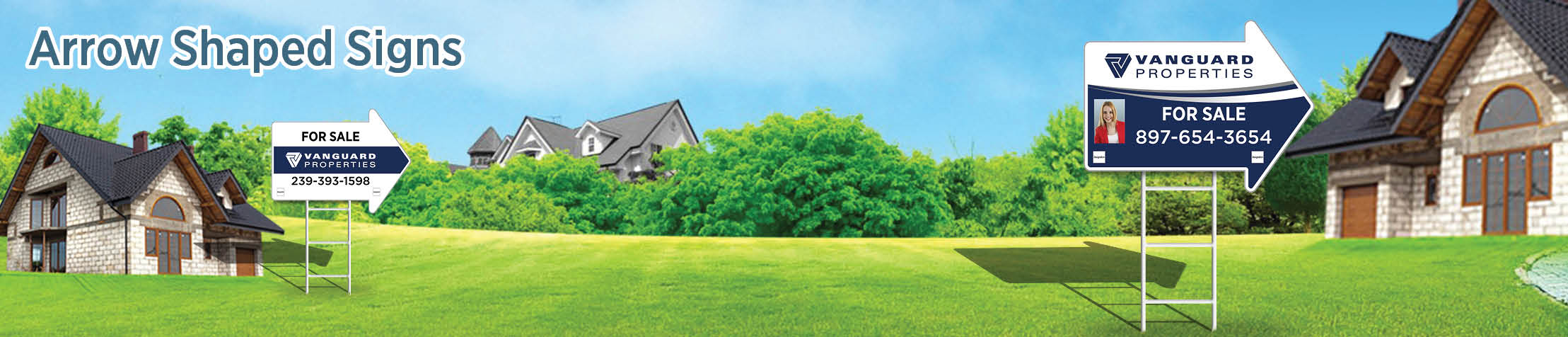 Vanguard Properties Real Estate Arrow Shaped Signs - VP directional real estate signs | BestPrintBuy.com
