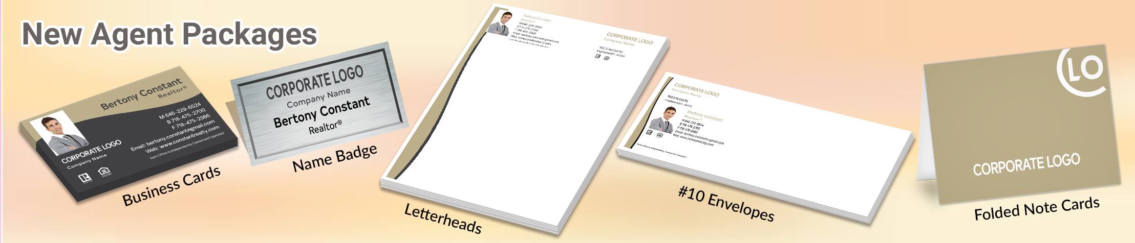 Century 21 Real Estate Gold, Silver and Bronze Agent Packages - personalized business cards, letterhead, envelopes and note cards | BestPrintBuy.com