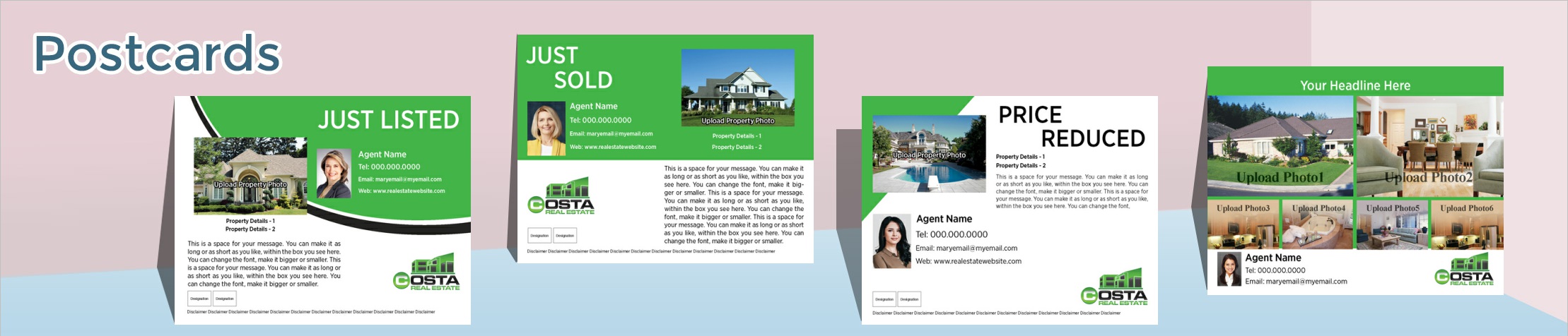 Costa Real Estate Postcards - RESI postcard templates and direct mail postcard mailing services | BestPrintBuy.com