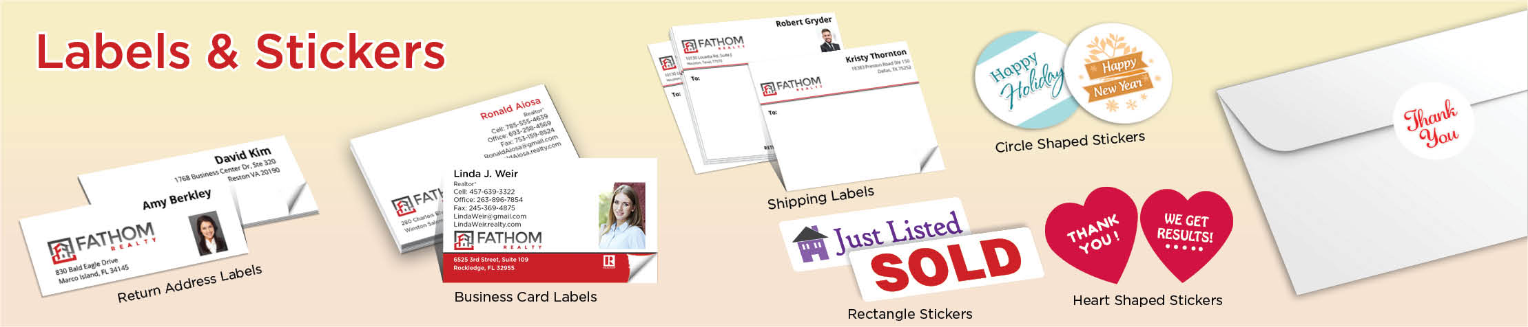Fathom Realty Real Estate Labels and Stickers - MHRS business card labels, return address labels, shipping labels, and assorted stickers | BestPrintBuy.com