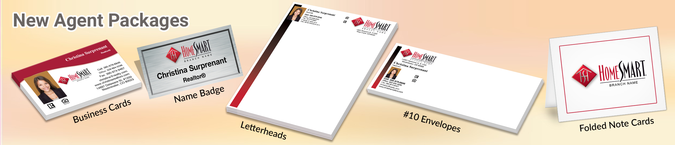 homesmart Real Estate Gold, Silver and Bronze Agent Packages -  personalized business cards, letterhead, envelopes and note cards | BestPrintBuy.com