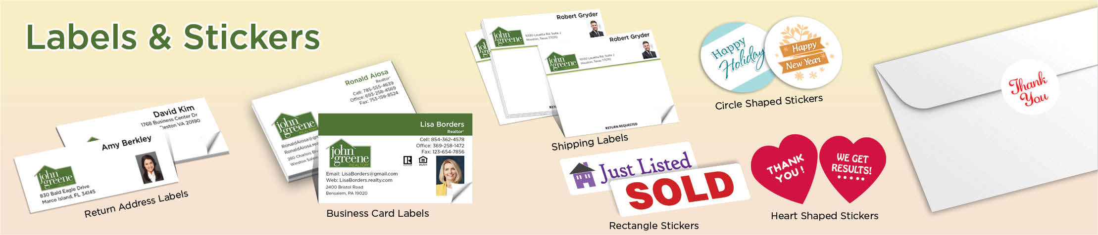 John Greene Realtor Real Estate Labels and Stickers - MHRS business card labels, return address labels, shipping labels, and assorted stickers | BestPrintBuy.com