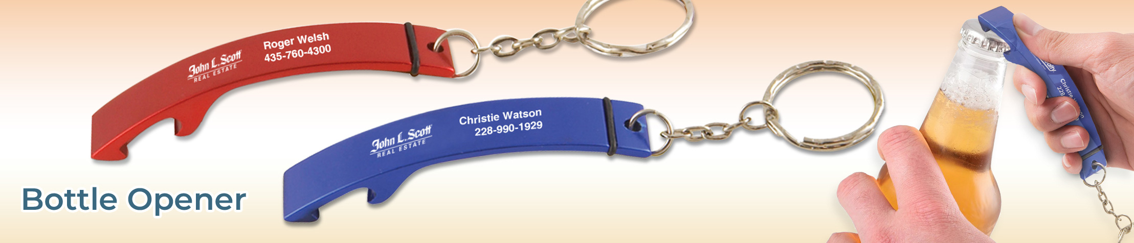 John L. Scott Real Estate Bottle Opener - John L. Scott Real Estate personalized realtor promotional products | BestPrintBuy.com