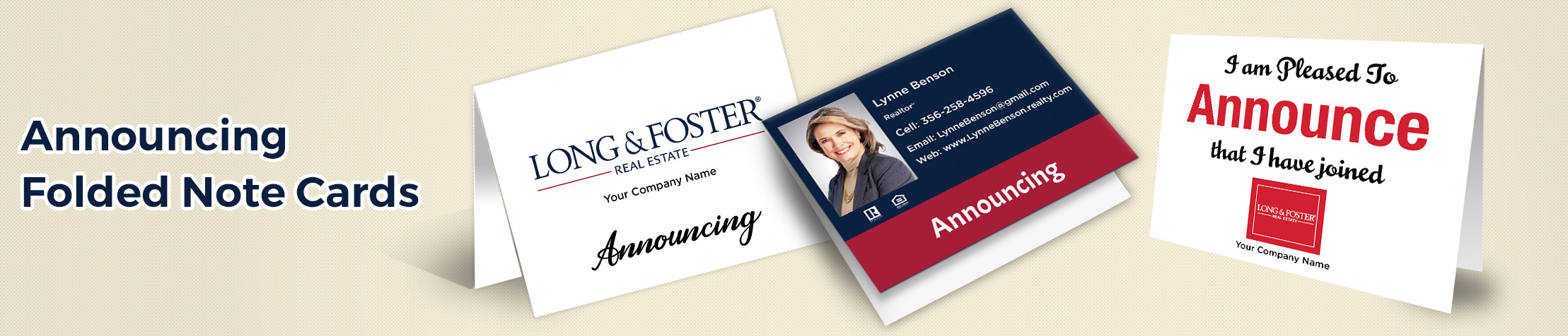 Long and Foster Real Estate Announcing Folded Note Cards - Long and Foster note card stationery | BestPrintBuy.com