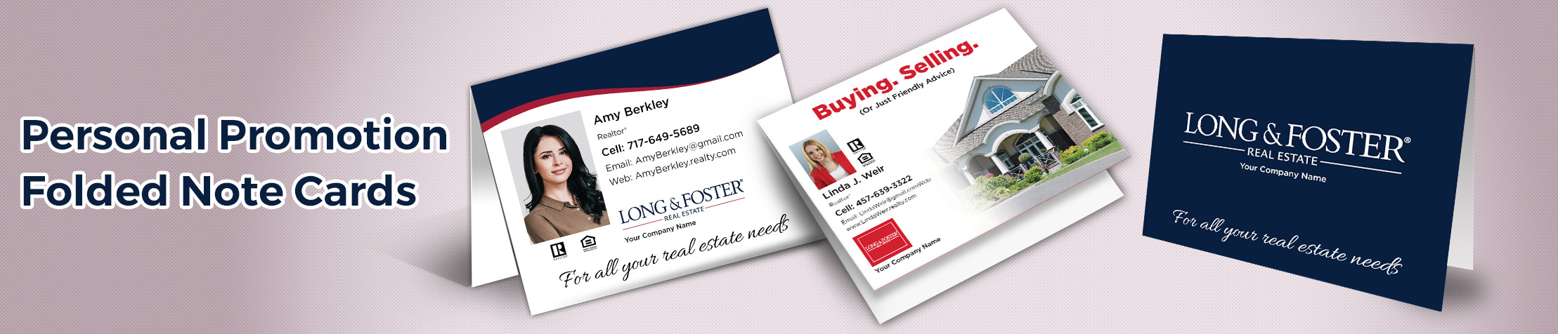 Long and Foster Real Estate Just a Note Folded Note Cards - Long and Foster note card stationery | BestPrintBuy.com