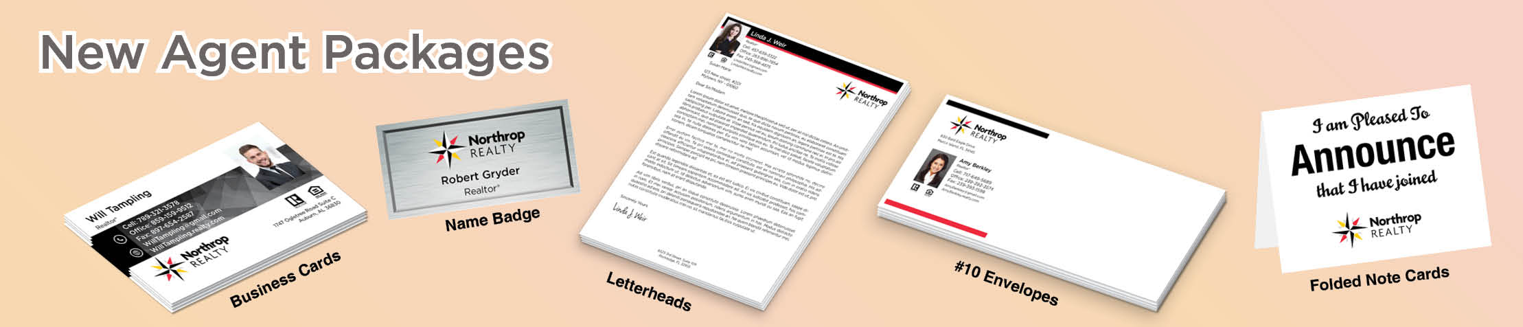 Northrop Realty Real Estate Gold, Silver and Bronze Agent Packages - Northrop Realty approved vendor personalized business cards, letterhead, envelopes and note cards | BestPrintBuy.com