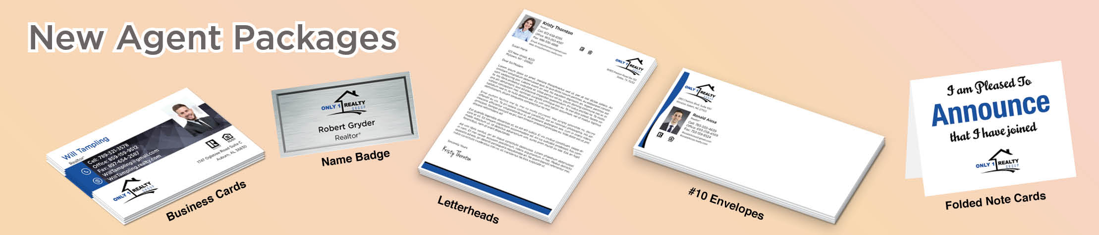 Only 1 Realty Group Real Estate Gold, Silver and Bronze Agent Packages - Only 1 Realty Group approved vendor personalized business cards, letterhead, envelopes and note cards | BestPrintBuy.com