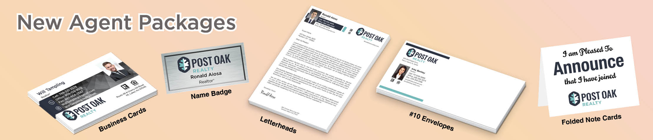 Post Oak Realty Real Estate Gold, Silver and Bronze Agent Packages - Post Oak Realty approved vendor personalized business cards, letterhead, envelopes and note cards | BestPrintBuy.com