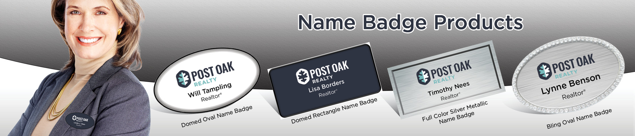 Post Oak Realty Real Estate Name Badge Products - Post Oak Realty Name Tags for Realtors | BestPrintBuy.com