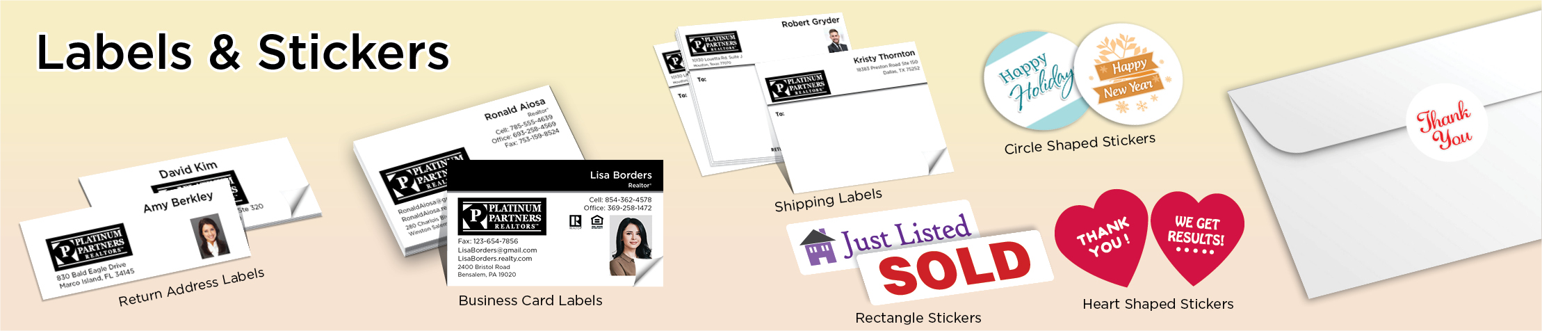 Platinum Partners Realtors Real Estate Labels and Stickers - MHRS business card labels, return address labels, shipping labels, and assorted stickers | BestPrintBuy.com
