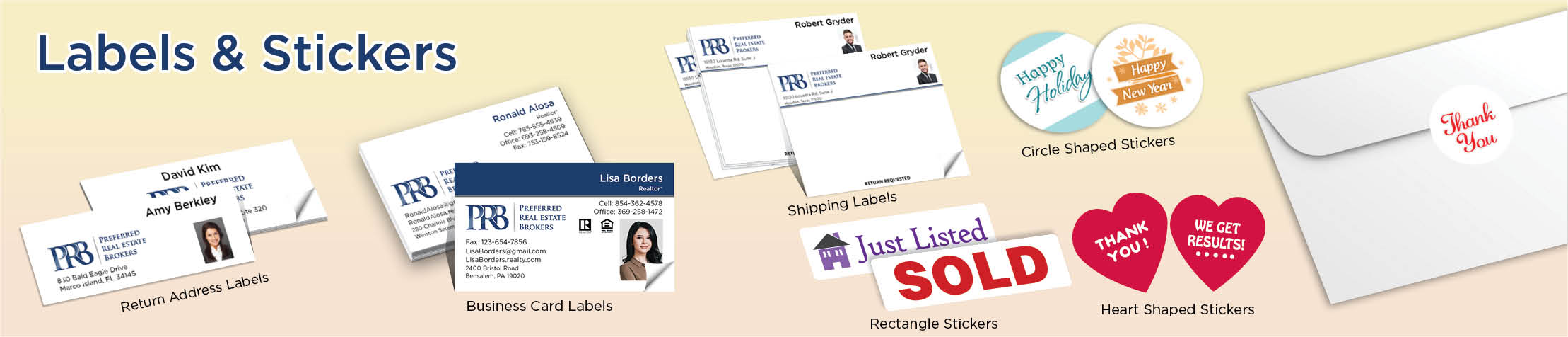 Preferred Real Estate Brokers Real Estate Labels and Stickers - MHRS business card labels, return address labels, shipping labels, and assorted stickers | BestPrintBuy.com