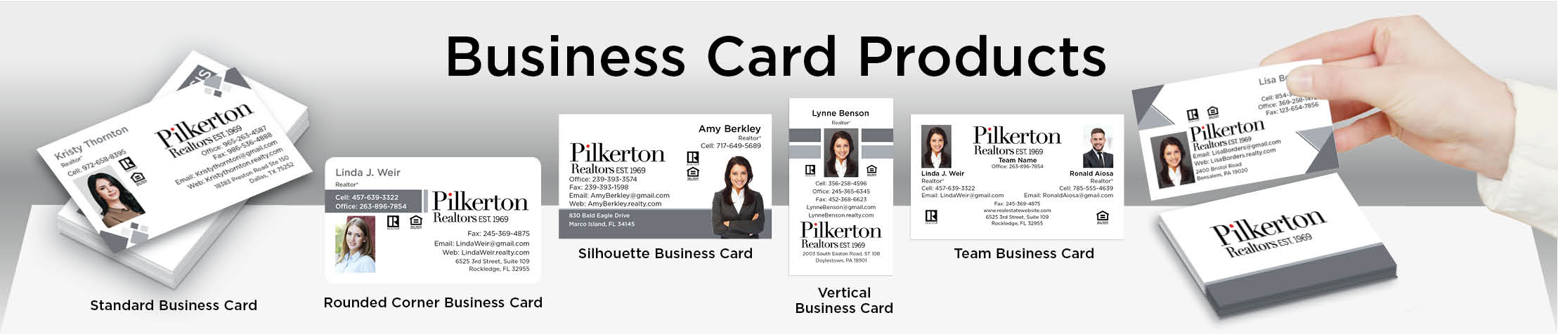 Pilkerton Realtors Real Estate Business Card Products - Pilkerton Realtors  - Unique, Custom Business Cards Printed on Quality Stock with Creative Designs for Realtors | BestPrintBuy.com