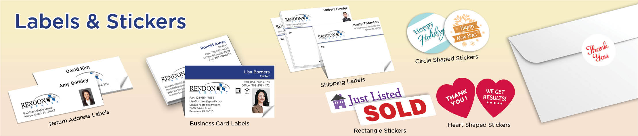 Rendon Realty Real Estate Labels and Stickers - MHRS business card labels, return address labels, shipping labels, and assorted stickers | BestPrintBuy.com