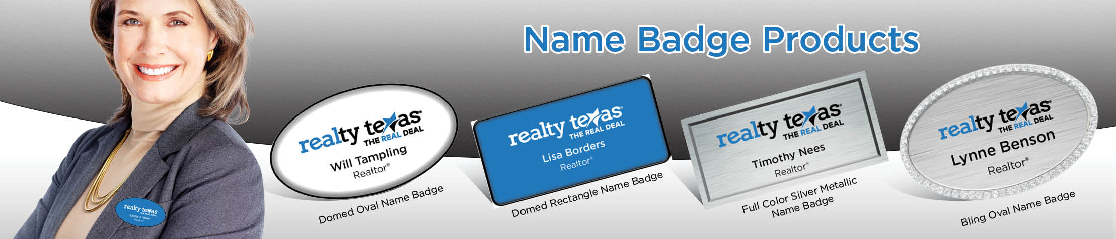 Realty Texas Real Estate Name Badge Products - Realty Texas Name Tags for Realtors | BestPrintBuy.com