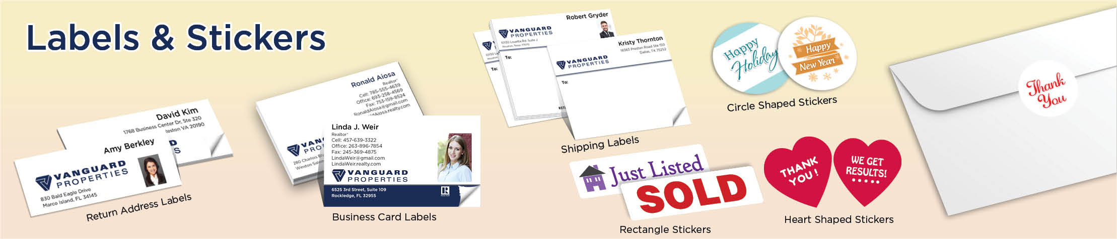Vanguard Properties Real Estate Labels and Stickers - MHRS business card labels, return address labels, shipping labels, and assorted stickers | BestPrintBuy.com