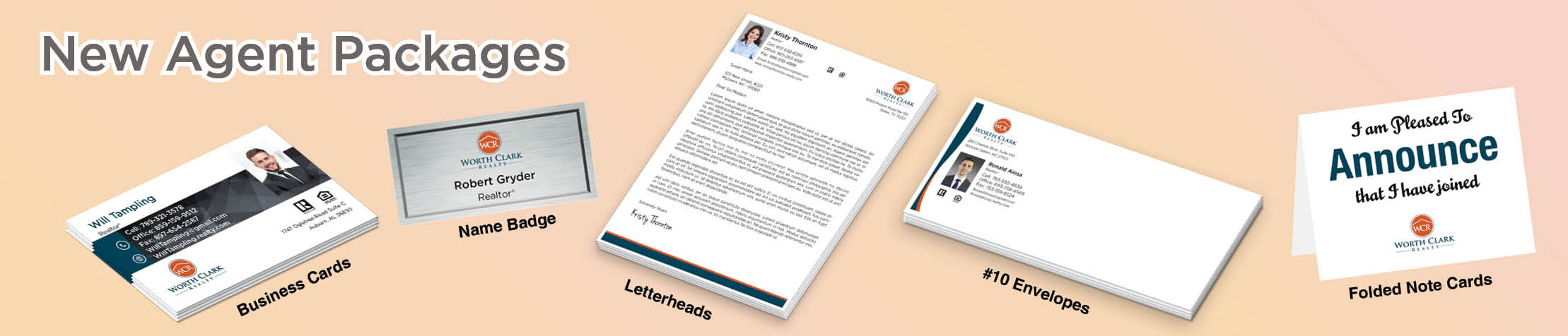 Worth Clark Realty Real Estate Gold, Silver and Bronze Agent Packages - Worth Clark Realty approved vendor personalized business cards, letterhead, envelopes and note cards | BestPrintBuy.com