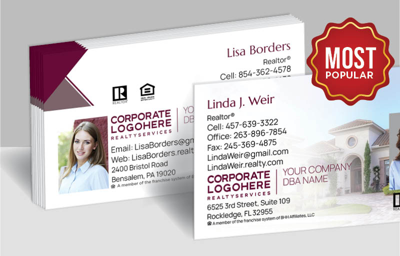 Berkshire Hathaway Real Estate Standard Business Cards - Standard & Rounded Corner Business Cards for Realtors | BestPrintBuy.com