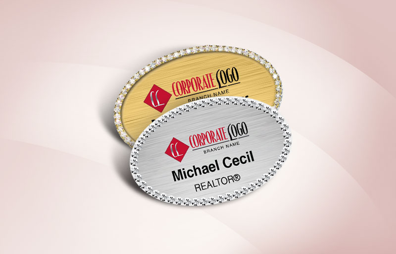 Home Smart Real Estate Bling Oval Name Badge | BestPrintBuy.com